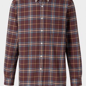 Lands' End XL/T Purple Gold Plaid Long Sleeve Shirt Cabincore Skater Grunge